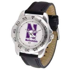 Northwestern Wildcats Suntime Mens Sports Watch w/ Leather Band   NCAA 
