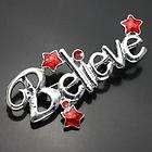 Stunning Red Stars of the BELIEVE Christmas Brooch  AX295