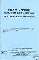 SKS 762   7.62x39 MM INSTRUCTION MANUAL Rifle/Gun  