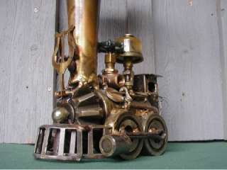 Brass and Metal Train Engine Sculpture by Sonny Dalton  