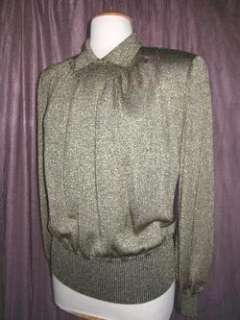 VALENTINO VINTAGE GOLD LAME SWEATER TOP~MADE IN ITALY  