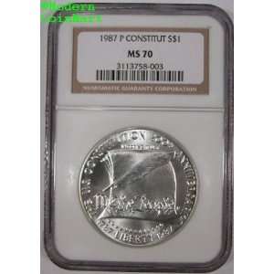   Constitution S$1 Silver Dollar NGC Mint State 70 