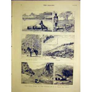  Wild Tribes Soudan James Hippopotamus Lion Print 1884 