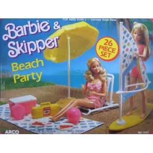  Barbie & Skipper Beach Party Playset w 26 Pieces (1988 