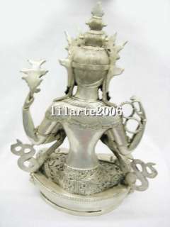 exquisite Tibet silver Kwan yin statue  