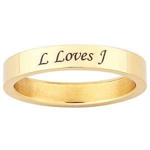 Ladies Gold Titanium Top Engraved Wedding Band   Personalized Jewelry