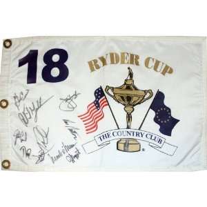 : 1999 Ryder Cup (Brookline) Golf Pin Flag Autographed by 10 Team USA 