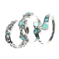 Sterling Silver Turquoise Toe Ring Set  Overstock
