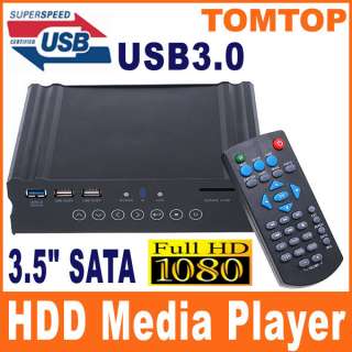 USB 3.0 HD 1080p 3.5 SATA HDD Media Player with Remote  