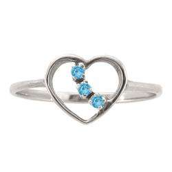 10k Gold Blue Topaz 3 stone Heart Ring  Overstock
