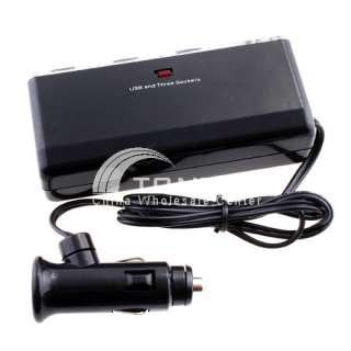 Triple 1 to 3 Socket + USB Power Supply Car Charger K85  