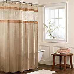 Fabric Embroidered Panel Shower Curtain  