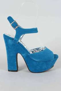 New Platform Heel Ankle Strap Sandals Suede Fuchsia Blue Black YL 