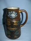 ANTIQUE FRENCH MAJOLICA TALL PITCHER SARREGUEMINES POTTERY SIGNED 