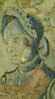 Antique 15 16C. European Belgium Renaissance Textile Tapestry Soldiers 
