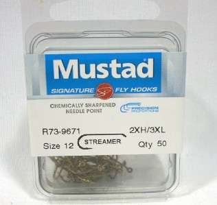 Pack Mustad Signature Steamer Bronze Size 12 Fly Fishing Hooks 2X 