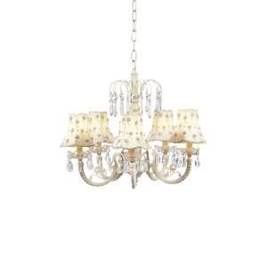  Ivory Daisy Pearl Chandelier Shades on the Ivory 5 arm 