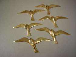 Set of 6 Brass Wall Art Seagulls  