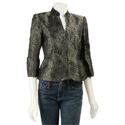 Anthracite Muse Asian Floral Lantern sleeve Jacket  