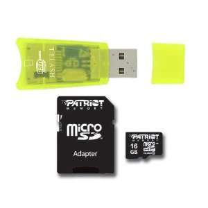  16GB Patriot microSDHC Memory Card + Small Yellow USB 