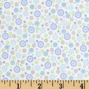  44 Wide Baby Business Circles White/Blue Fabric By The 
