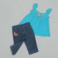 Baby Togs Toddler Girls Butterfly Embroidery Denim Capri Set Was 