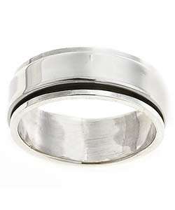 Sterling Silver Mens Pipe cut Spinner Ring  Overstock