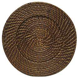 Round Rattan Brick Brown 13 inch Charger (Set of 4)  