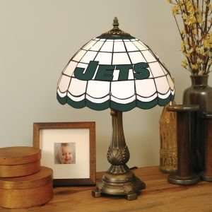  NEW YORK JETS LOGOED 20 IN TIFFANY STYLE TABLE LAMP: Home 