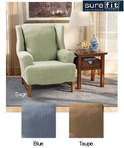 Sure Fit Stretch Stripe Wing Chair Slipcover  Overstock