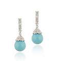 ICZ Stonez Silver CZ Synthetic Turquoise Drop Earrings 