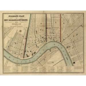  1845 map of New Orleans, Louisiana