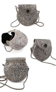 Floral Carve Sterling Silver Evening Bag Handbag Purse  