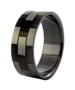 Etched Black Stainless Steel Ring (Case of 2)  Overstock