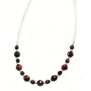  Sterling Silver Red Tiger Eye Necklace: Jewelry
