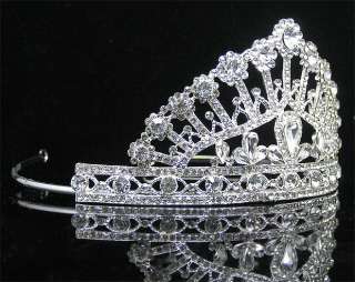 Wedding/Bridal crystal veil tiara crown headband CR188  