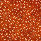   Cotton Fabric, Gorgeous Rust Red & Cream Leaf Calico, By the Yard