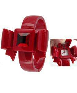 Betsey Johnson Womens Red Bangle Bow Watch  Overstock