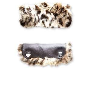  Reversible Brown Spotted Faux Fur/Brown Handle Wrap 