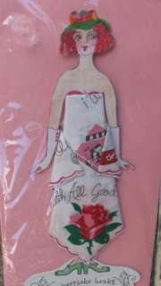 Paper Doll Lady Ribbon Keepsake Hanky Birthday Card  