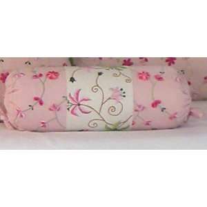  Petite Pink Scrolling Flower Garden Neck Roll Pillow