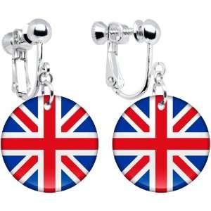 United Kingdom Flag Clip on Earrings: Jewelry