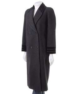 Alorna Long Wool Coat w/Velvet Collar & Cuffs  