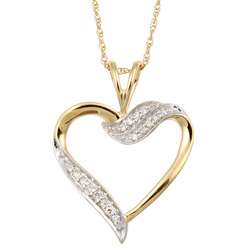 10k Yellow Gold Diamond Heart Necklace  Overstock