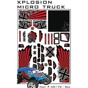    W017R Xplosion Micro Truck X Wrapz Graphics Kit Red: Toys & Games