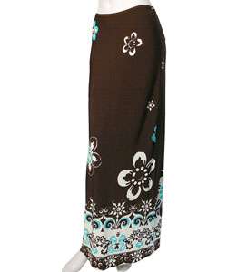 Adi Designs Long Brown Floral Skirt  Overstock
