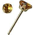 10k Yellow Gold 4 mm Round Citrine Stud Earrings 