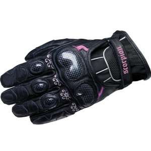   Womens Leather Motorcycle Gloves   Pink (Large   51 94) Automotive