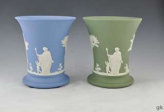 Green & Blue Wedgwood Jasperware Cups Classical 1970s  