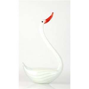    Angel White Swan Hand Blown Art Glass Duck C124: Home & Kitchen